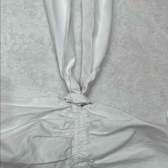 Pants Store White Ruched Tie Front Crop Top - Picture 10 of 11